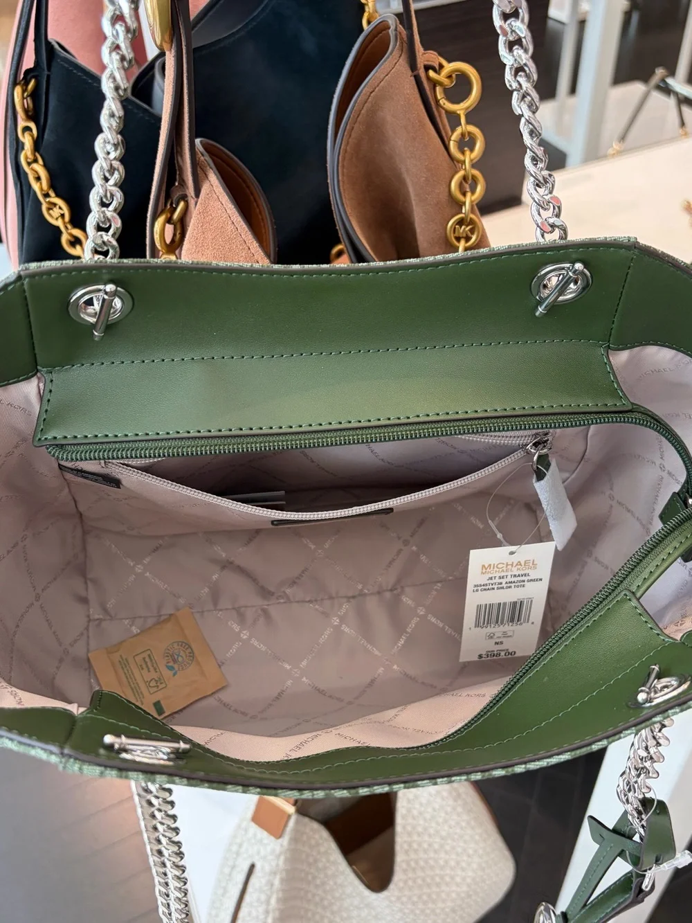 Michael Kors Jet Set Travel Chain Shoulder Bag Tote with Matching Wallet